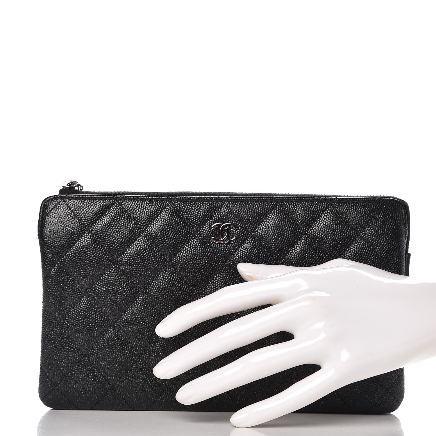 Chanel Iridescent Caviar Quilted Small Zipped Clutch Black 2 of 9