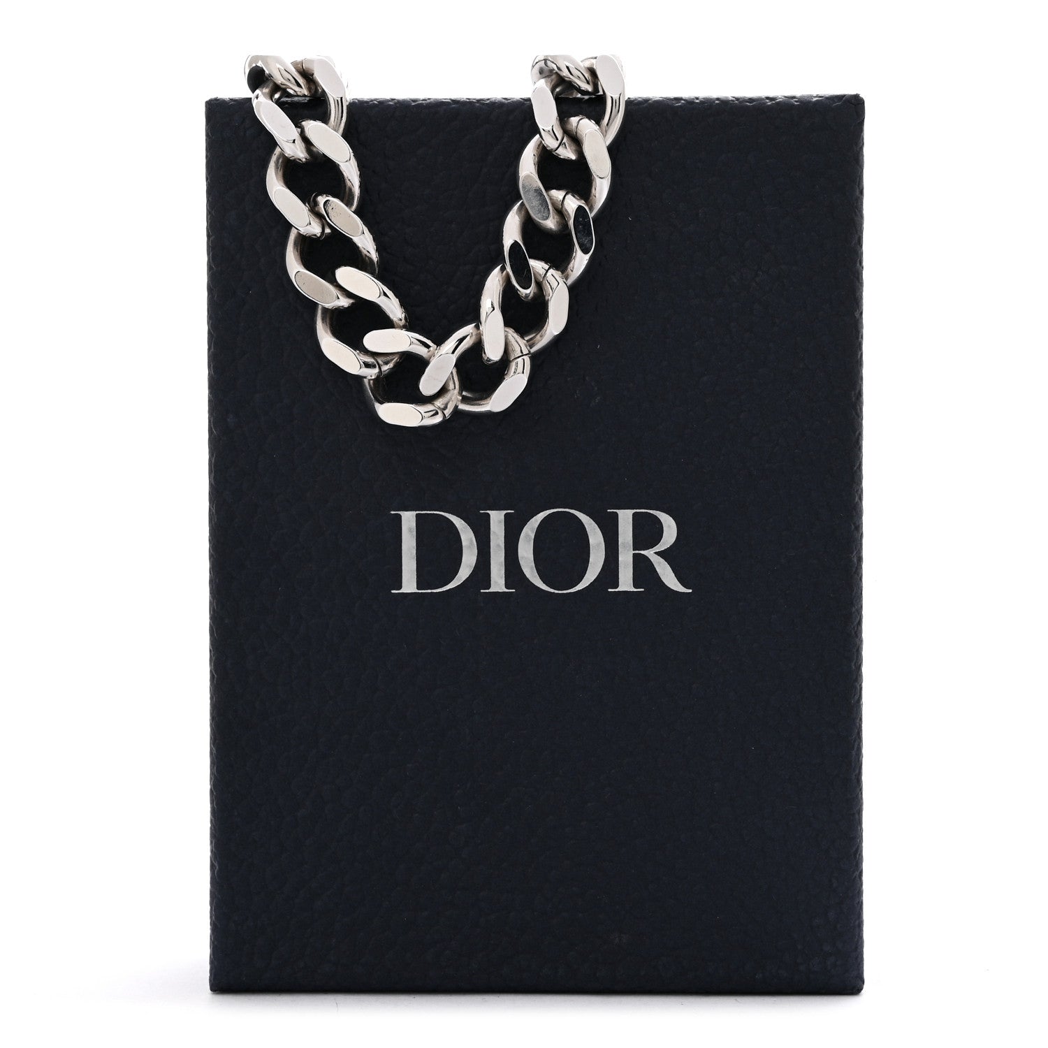 Christian Dior Metal CD Icon Chain Link Necklace Silver 1751375