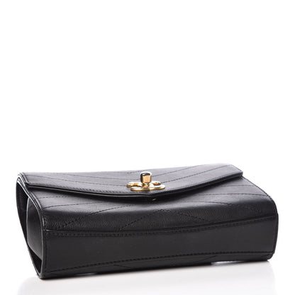Chanel Calfskin Chevron Stitched Coco Waist Bag Black 4 of 9