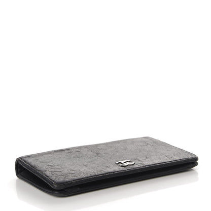 Chanel Lambskin Camellia Embossed Yen Wallet Black 4 of 11
