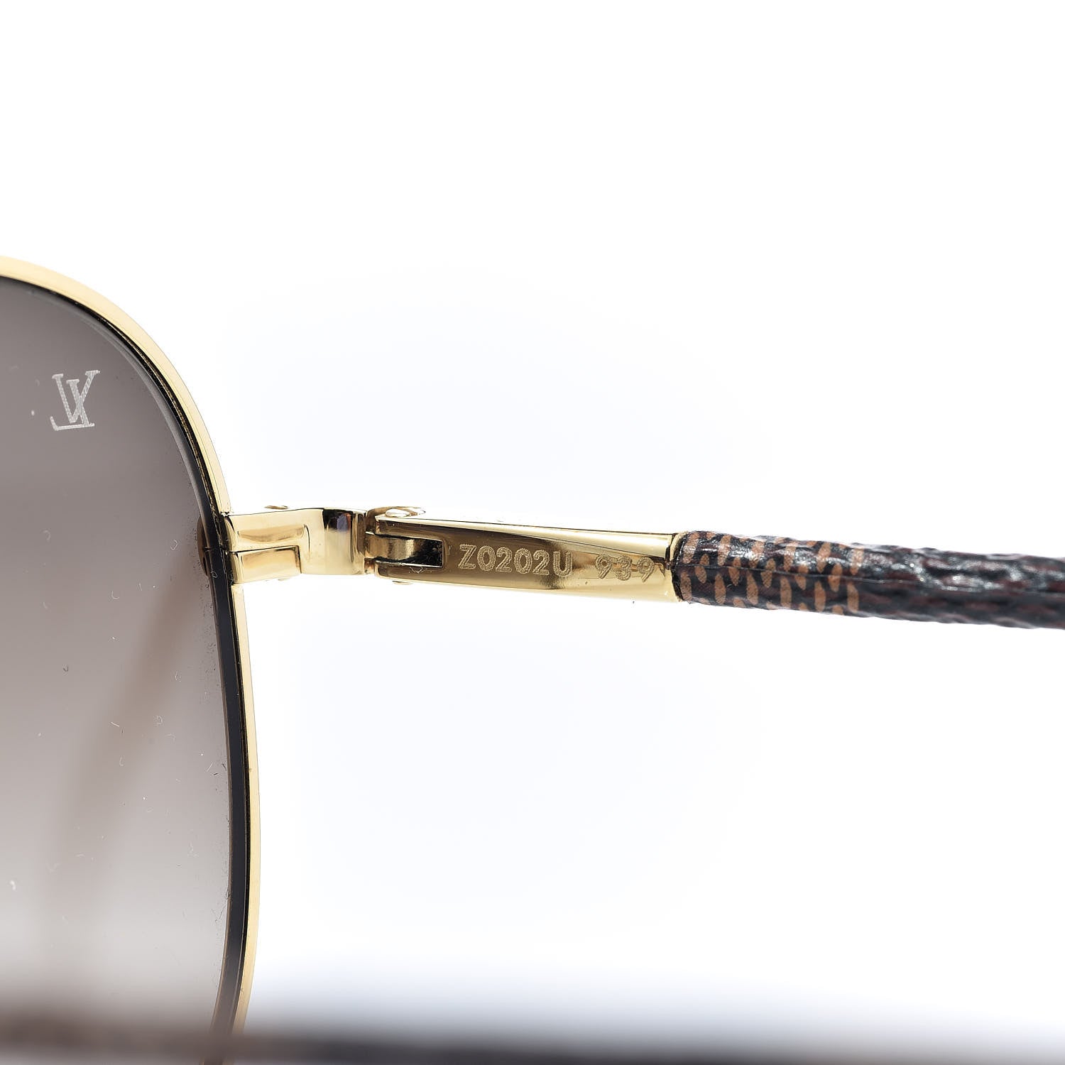 Louis Vuitton Damier Ebene Conspiration Pilote Aviator Sunglasses Z0202U Gold 7 of 9