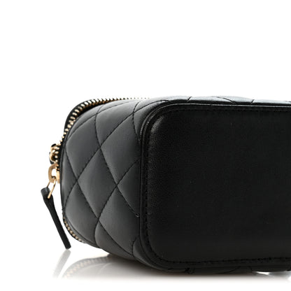 Chanel Lambskin Quilted Top Handle Mini Vanity Case With Chain Black 8 of 11