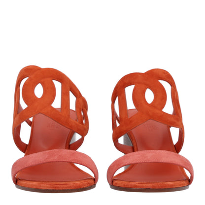 Hermes Suede Goatskin Lipari 70 Sandals 40 Marron Brique Rose Antique 5 of 11