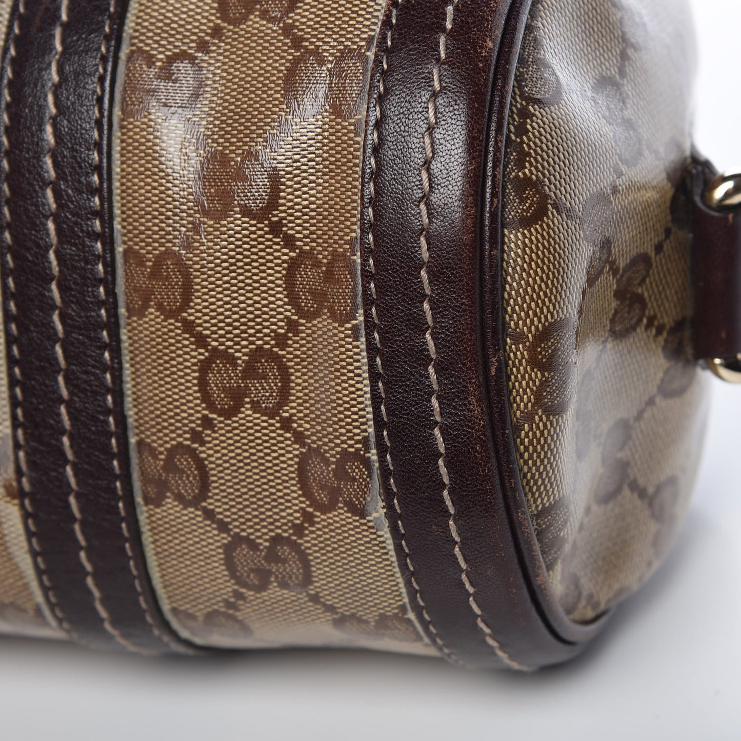 Crystal Monogram Duchessa Small Boston Bag Brown