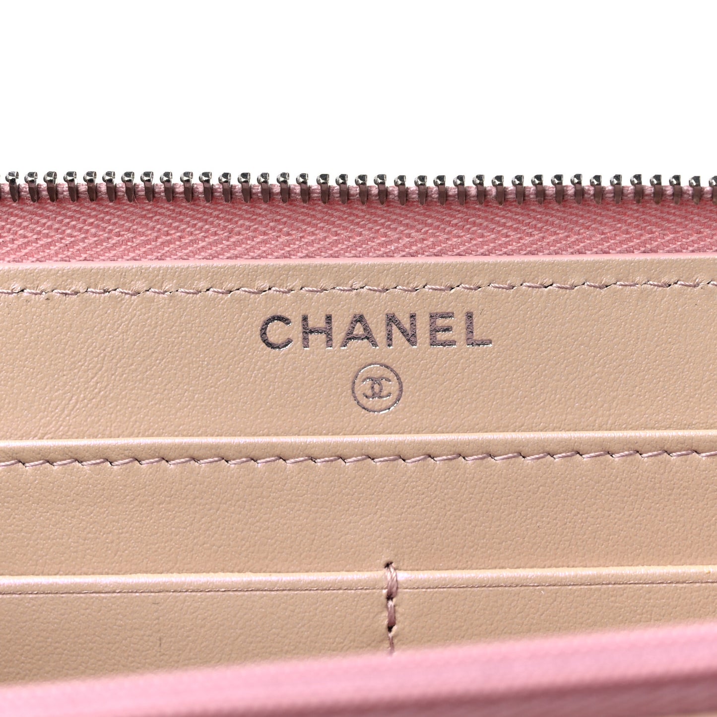 Iridescent Lambskin Quilted Large Gusset Zip Around Wallet Pink