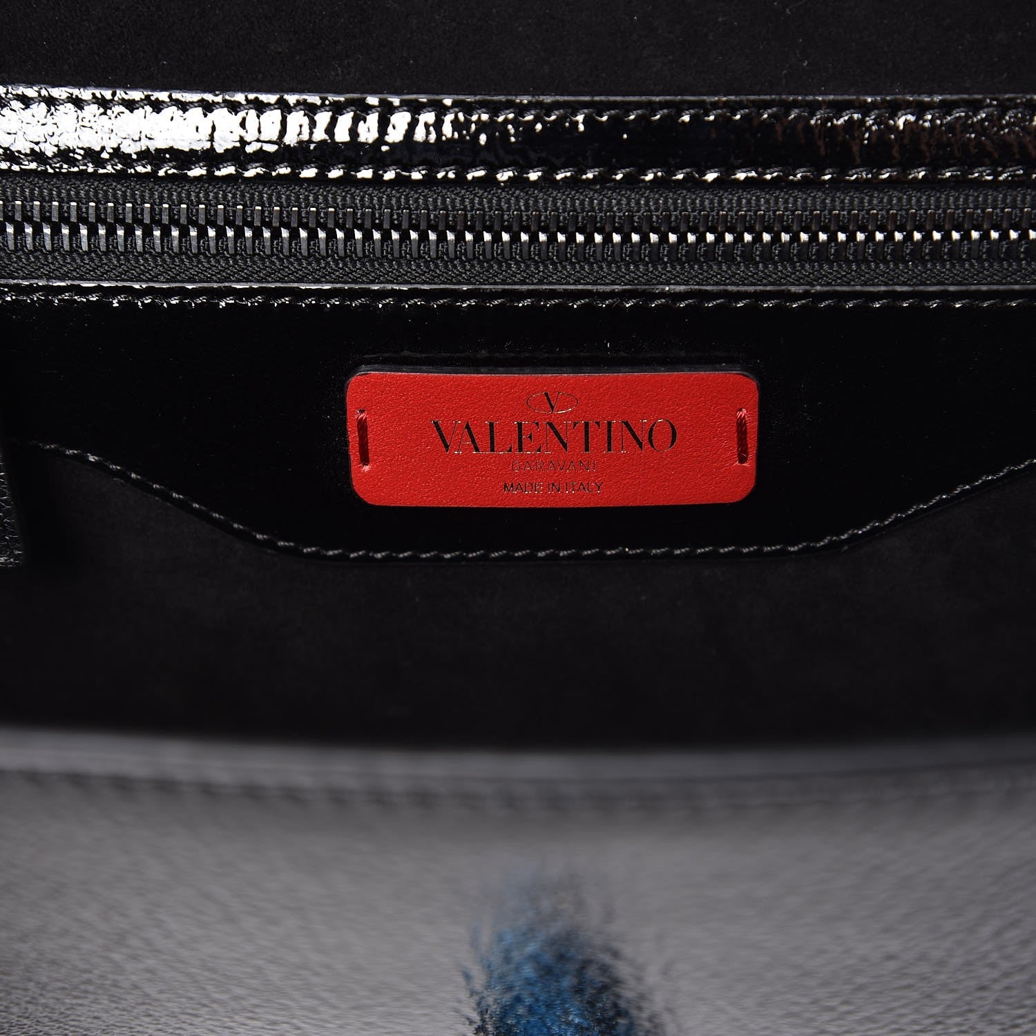 Valentino Garavani Patent Pebbled Calfskin Medium Rockstud Demilune Shoulder Bag Black 6 of 6