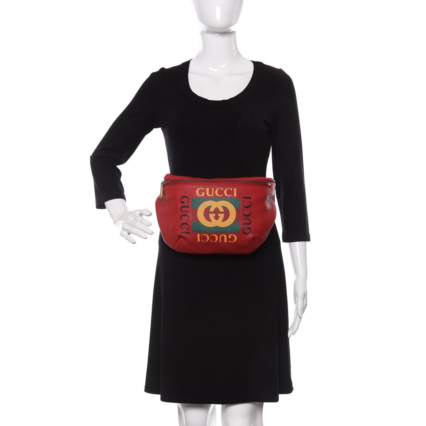 Grained Calfskin Logo Belt Bag Hibiscus Red