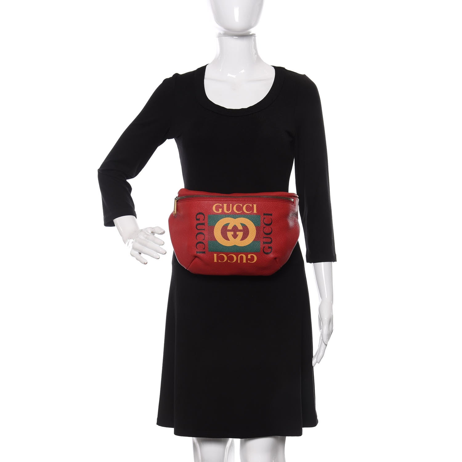 Gucci Grained Calfskin Logo Belt Bag Hibiscus Red 2 of 9
