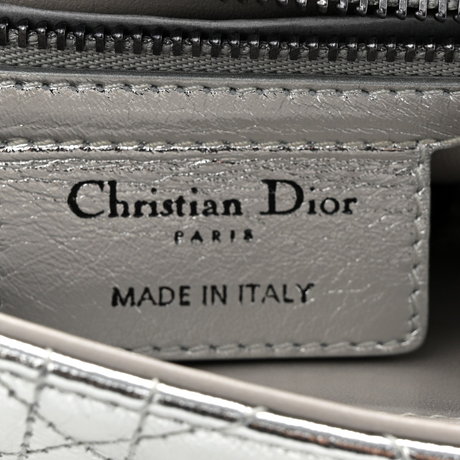 Christian Dior Metallic Calfskin Cannage Medium Caro Bag Argent 6 of 13