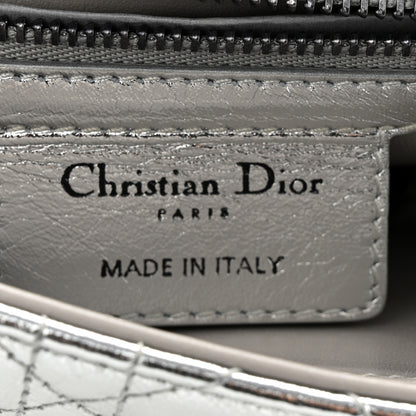 Christian Dior Metallic Calfskin Cannage Medium Caro Bag Argent 6 of 13