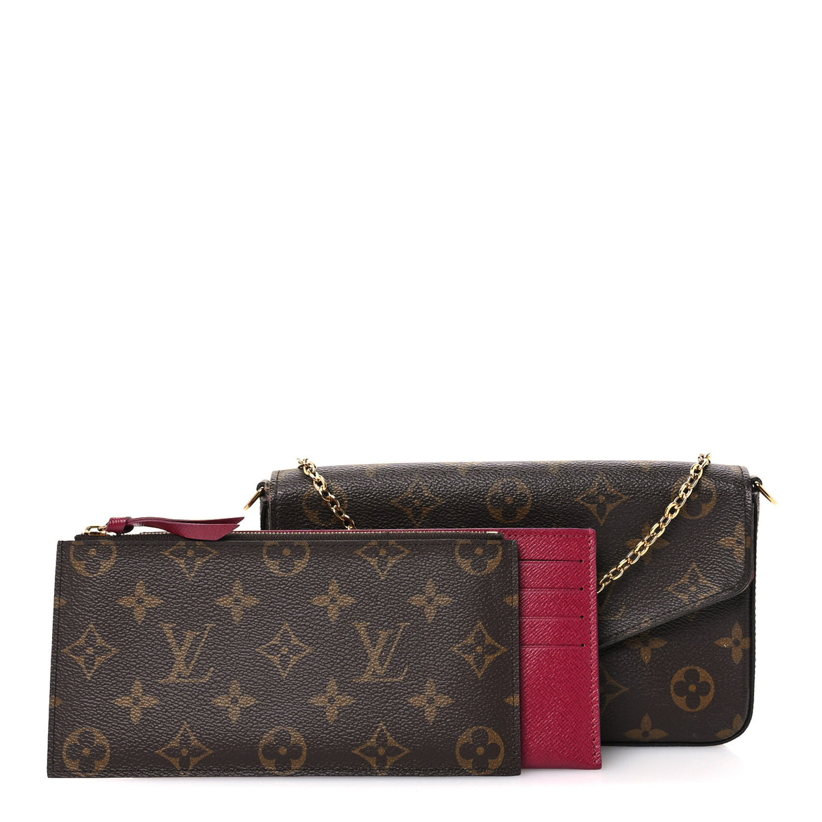 Monogram Pochette Felicie Chain Wallet Fuchsia