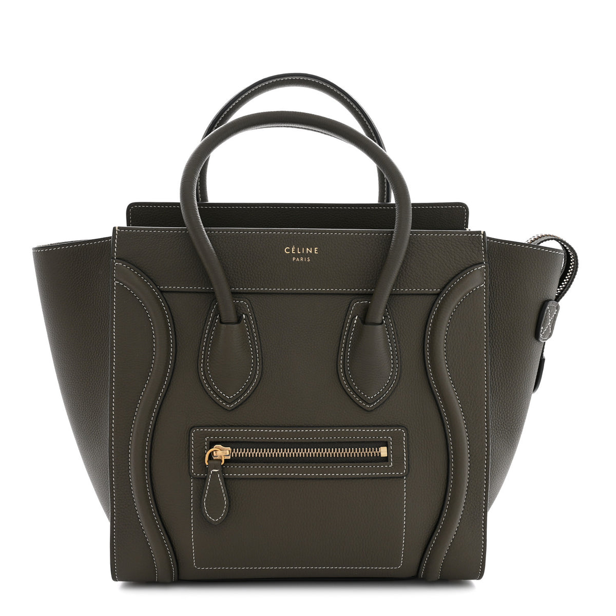 Celine Drummed Calfskin Micro Luggage Souris 1 of 10