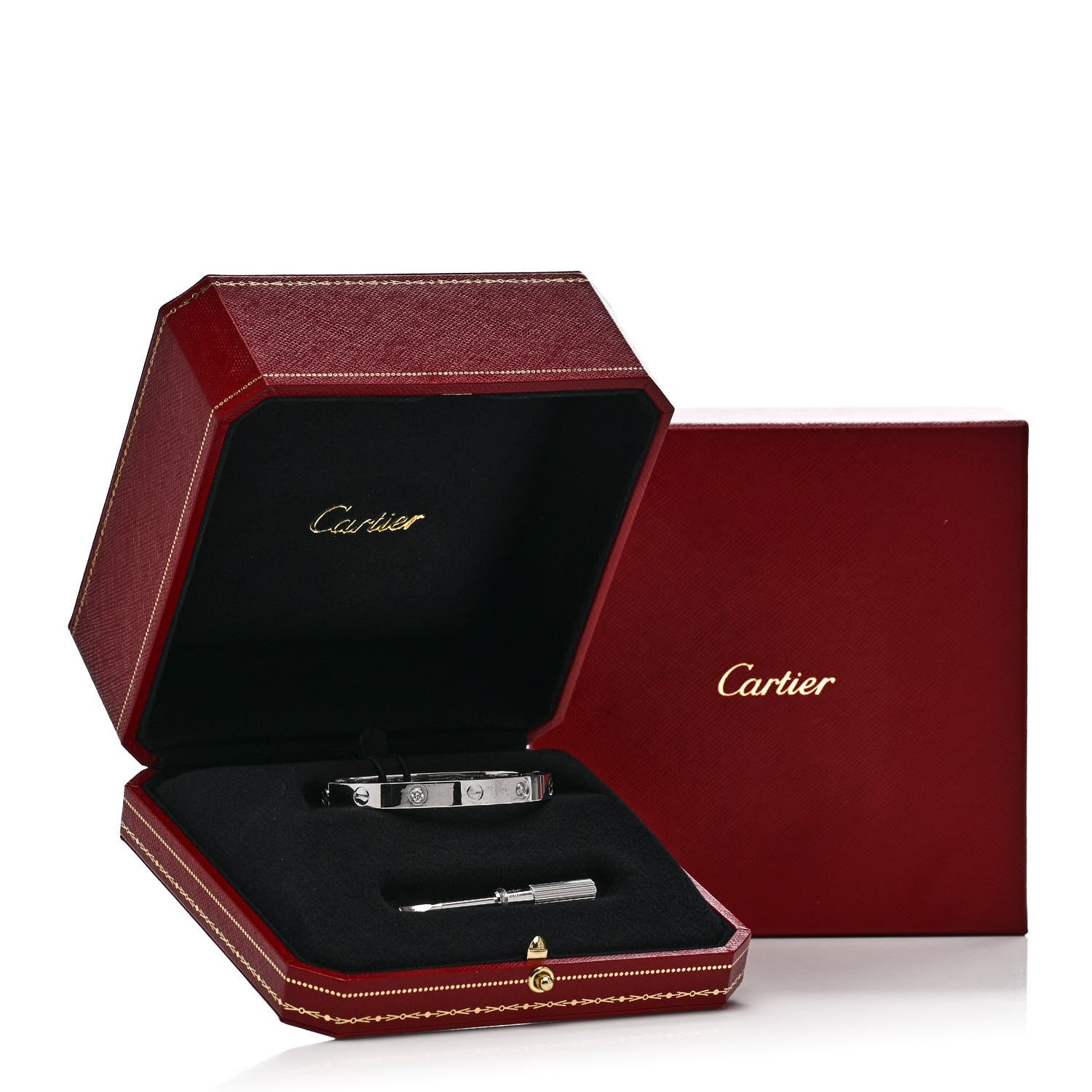 Cartier 18K White Gold 4 Diamond Love Bracelet 16 9 of 9