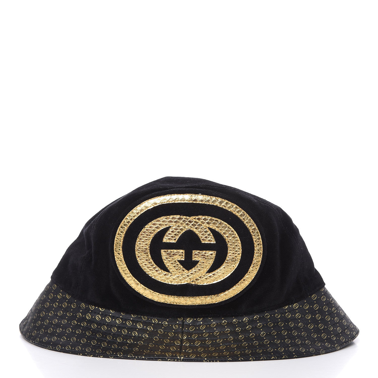 Gucci X DAPPER DAN Velvet Nappa Ayers GG Micro Monogram Fedora S Black 4 of 6