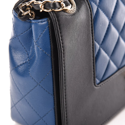 Chanel Sheepskin Quilted Vintage Mademoiselle Flap Blue Black 13 of 19
