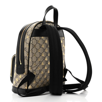 Gucci GG Supreme Monogram Bees Print Small Day Backpack Beige Oro Black 3 of 10