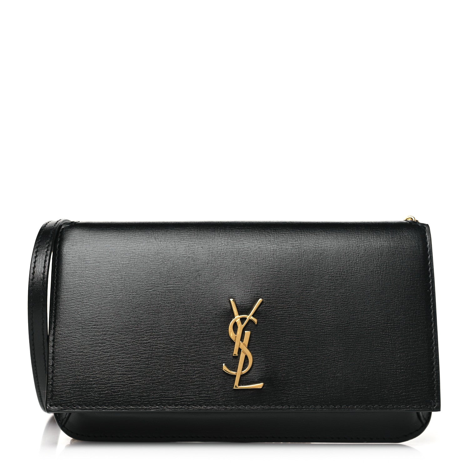 Saint Laurent Grained Calfskin Monogram Phone Holder Crossbody Black 1 of 10