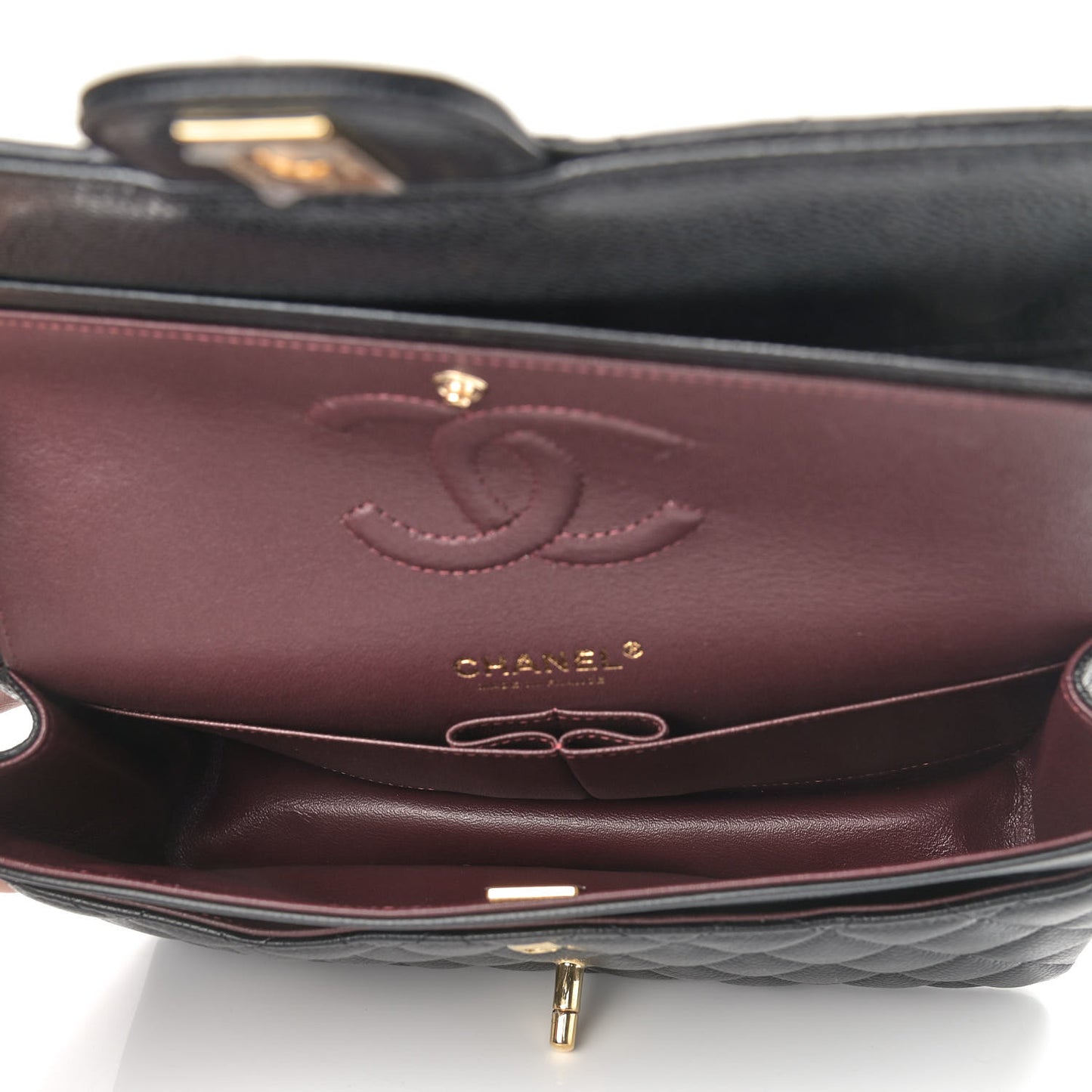 Caviar Quilted Medium Double Flap Black