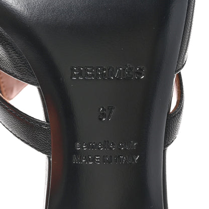 Hermes Goatskin Candy Sandals 37 Black 7 of 8