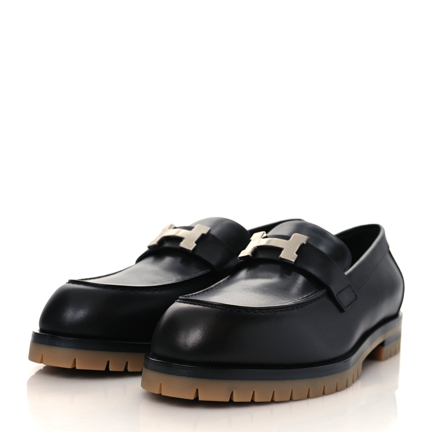 Hermes Calfskin Womens Faubourg Loafers 38.5 Black 3 of 9