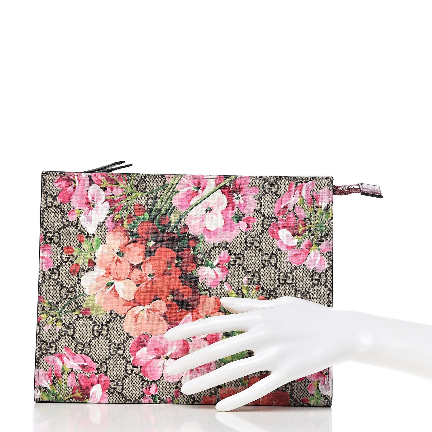 Gucci GG Supreme Monogram Blooms Large Cosmetic Case Beige Multicolor Dry Rose 2 of 7