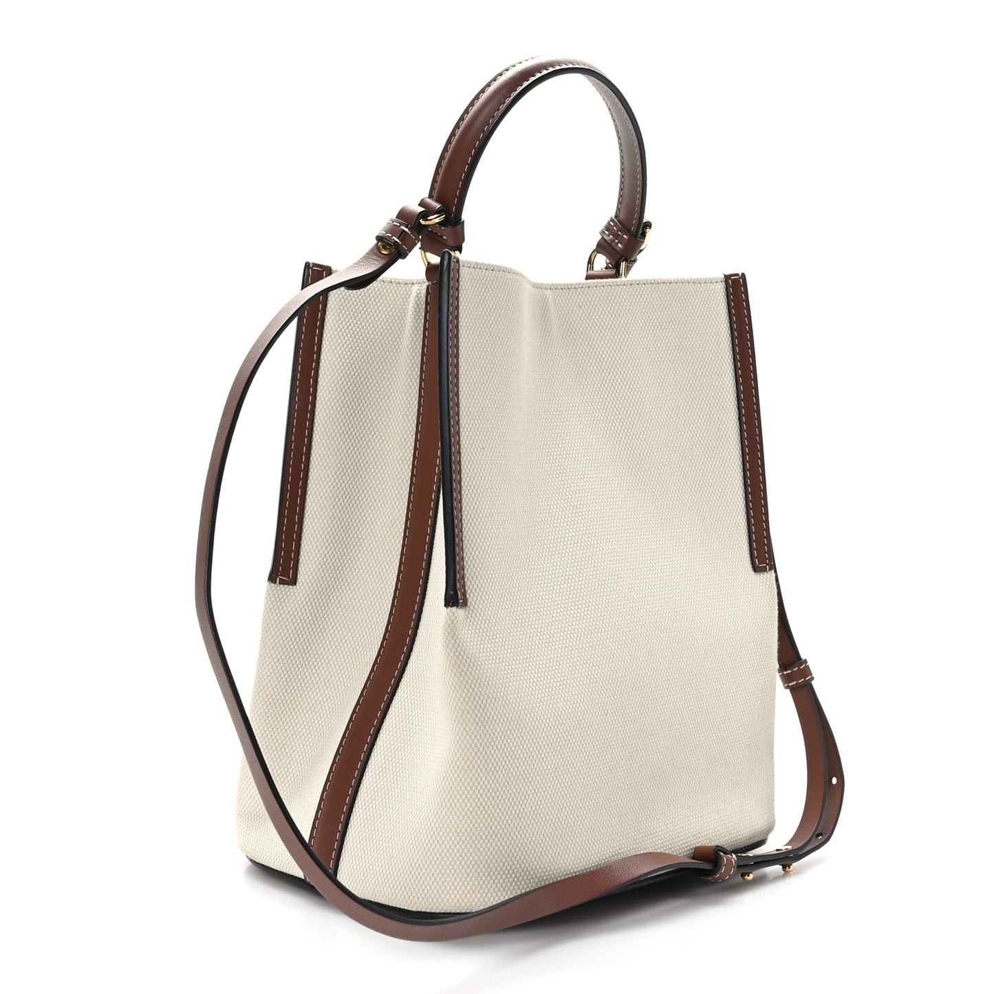 Canvas Cotton Small Peggy Bucket Bag Natural Gold