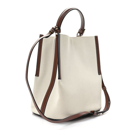 Burberry Canvas Cotton Small Peggy Bucket Bag Natural Gold 3 of 11