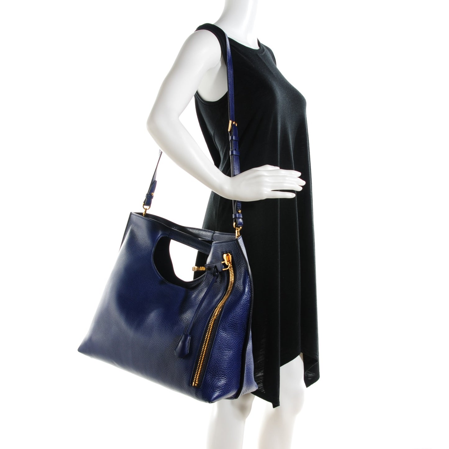 Grained Calfskin Alix Padlock Zip Tote Cobalt