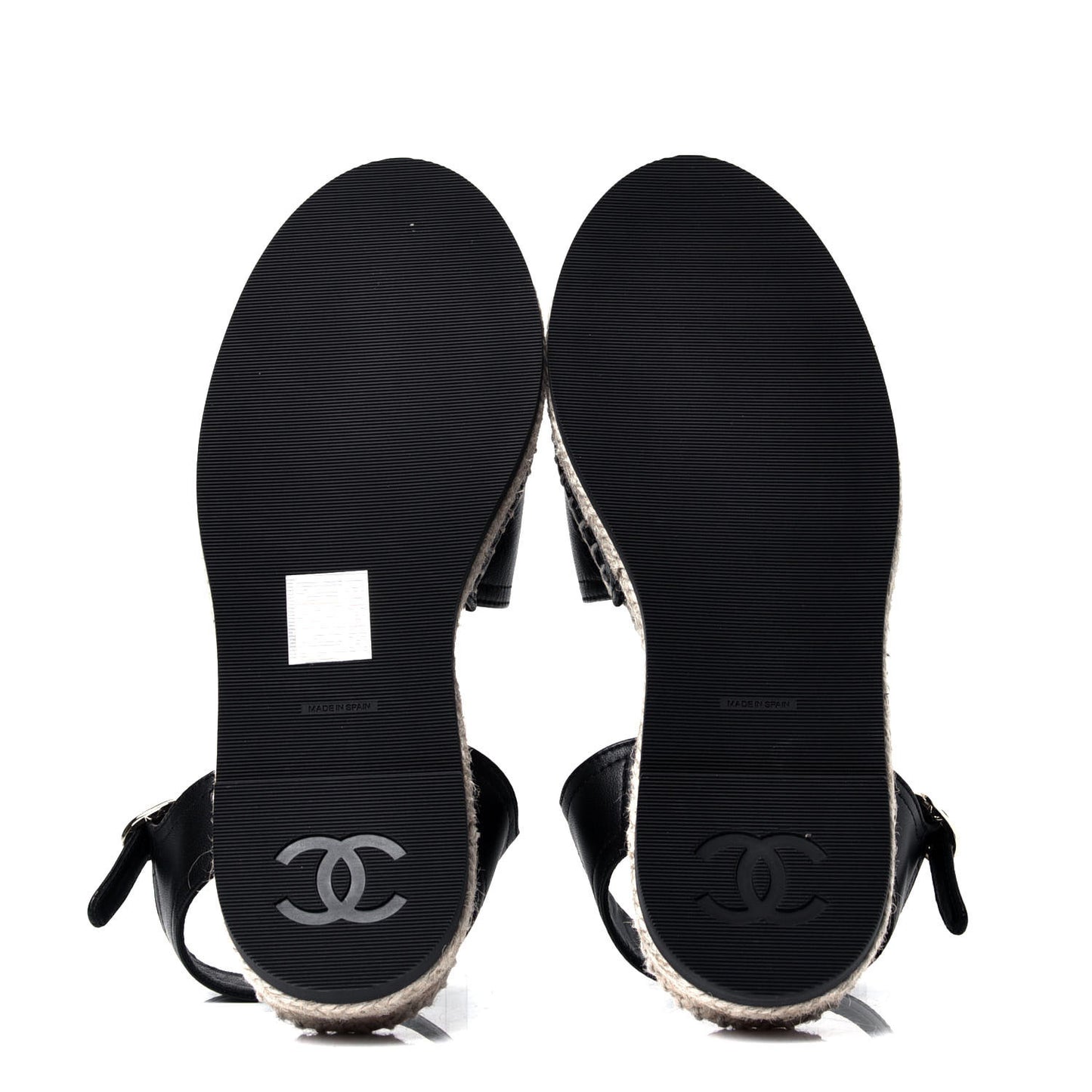 Lambskin Cap Toe CC Espadrilles Sandals 35 Black