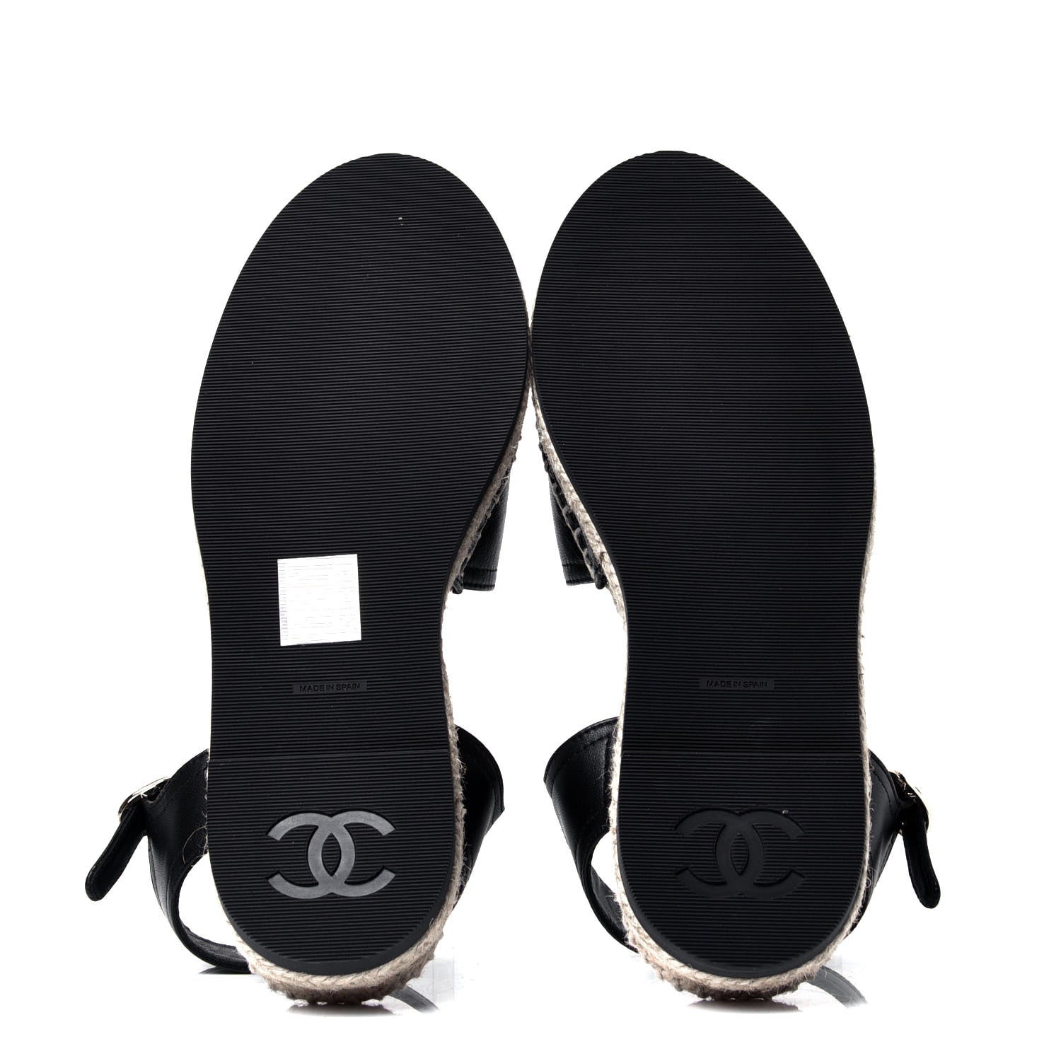 Chanel Lambskin Cap Toe CC Espadrilles Sandals 35 Black 5 of 6