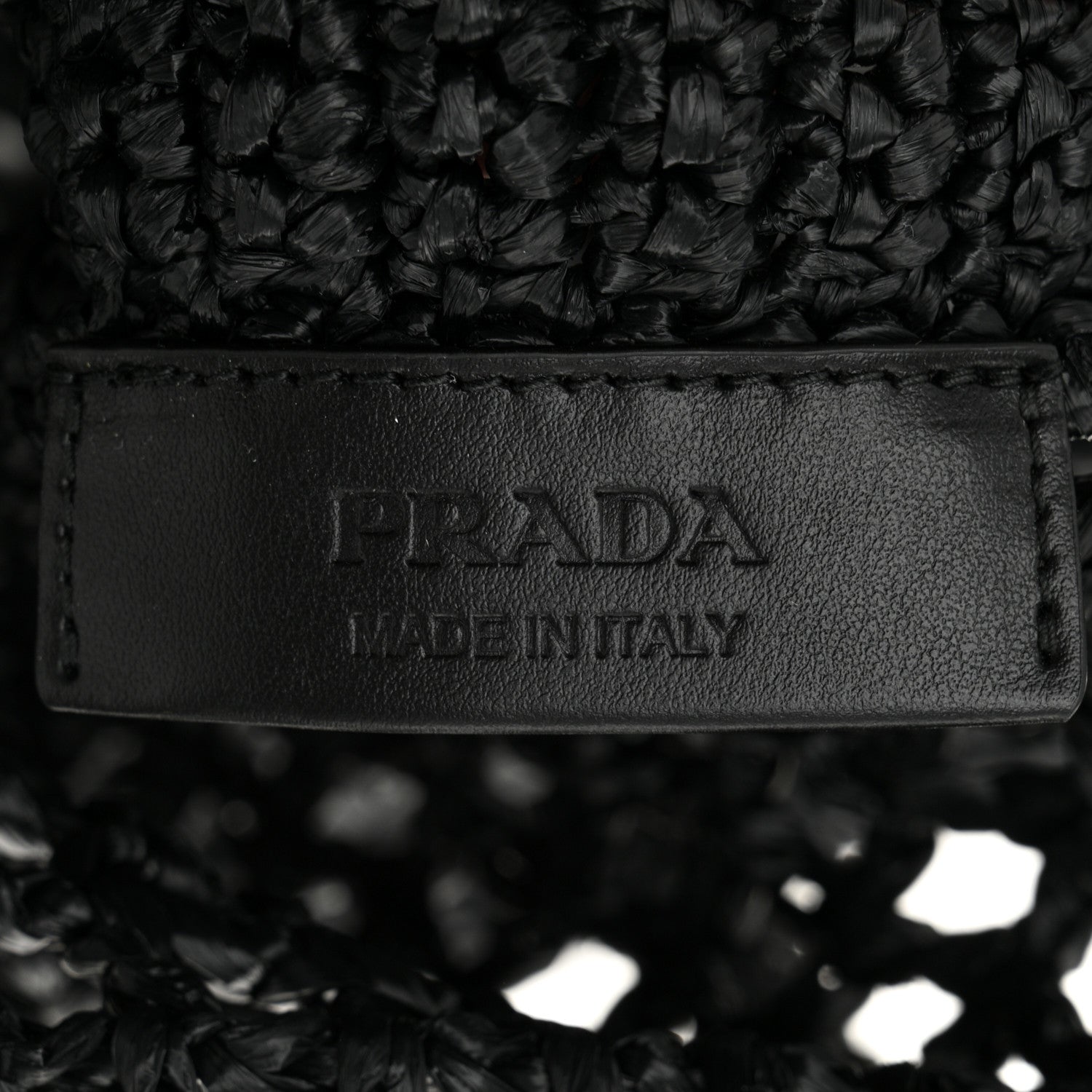 Prada Yarn Raffia Effect Crochet Logo Embroidered Tote Bag Black 6 of 9