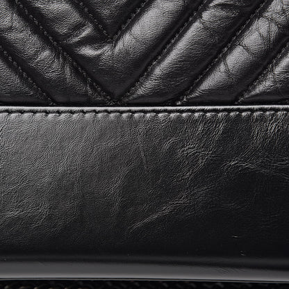Chanel Aged Calfskin Chevron Quilted Medium Gabrielle Hobo So Black 8 of 13