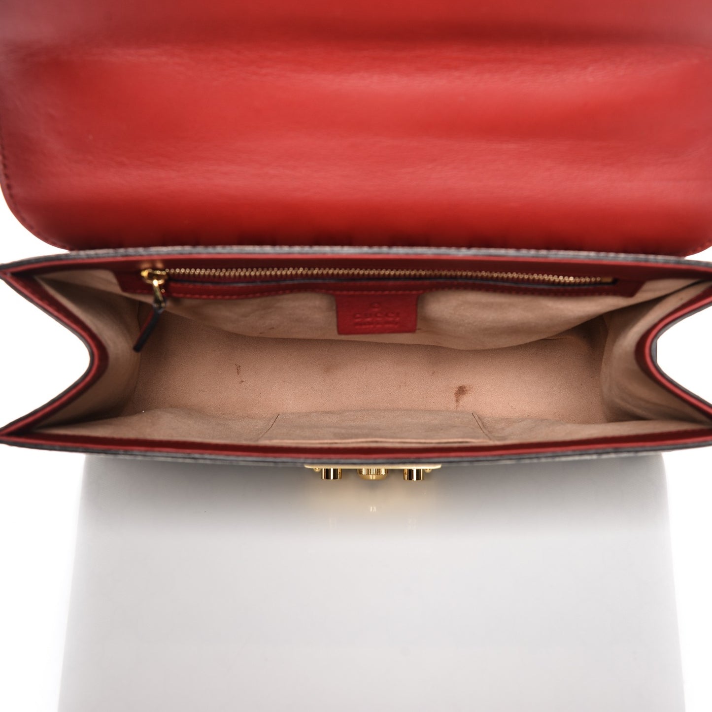 GG Supreme Monogram Moon Calfskin Medium Padlock Shoulder Bag Beige Blue Hibiscus Red Mystic White