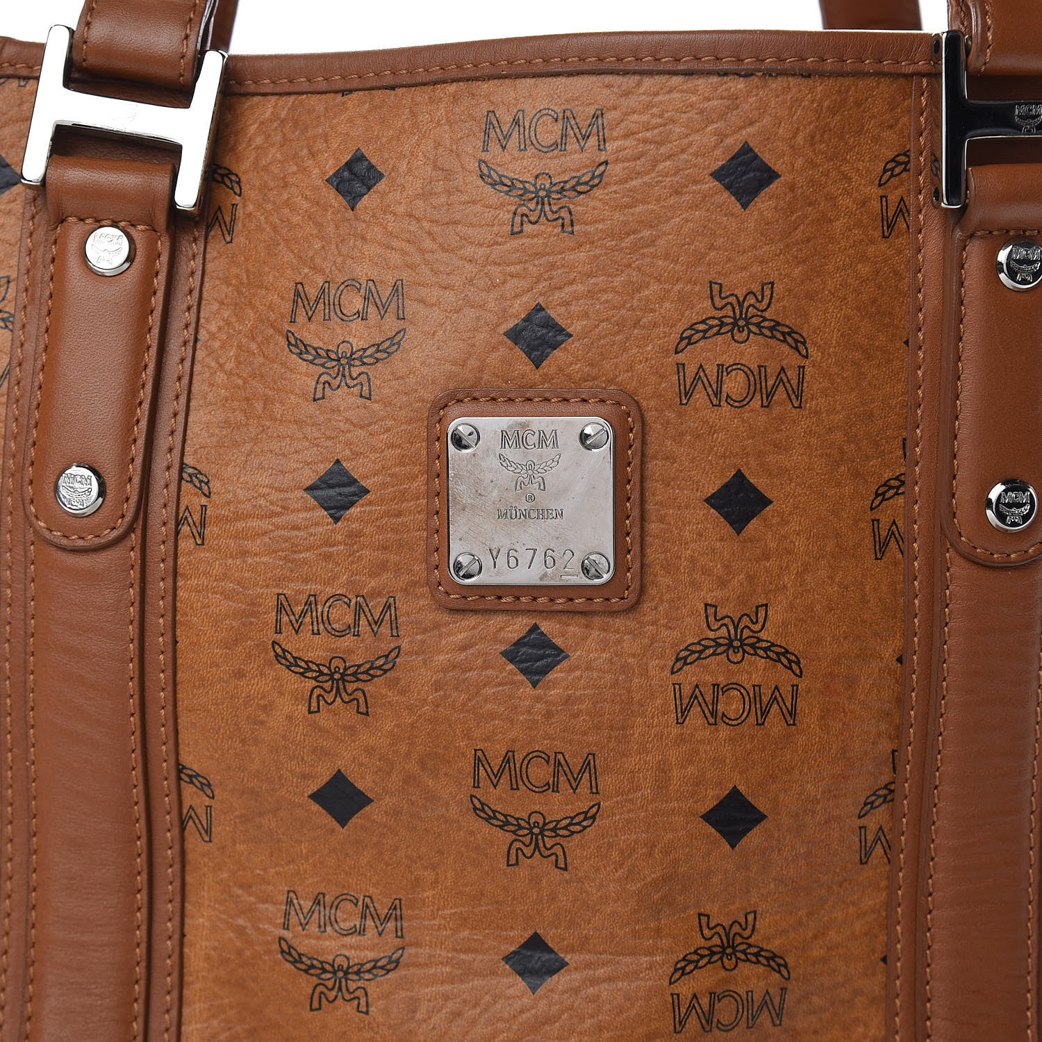 MCM Visetos Shopper Tote Cognac 8 of 18