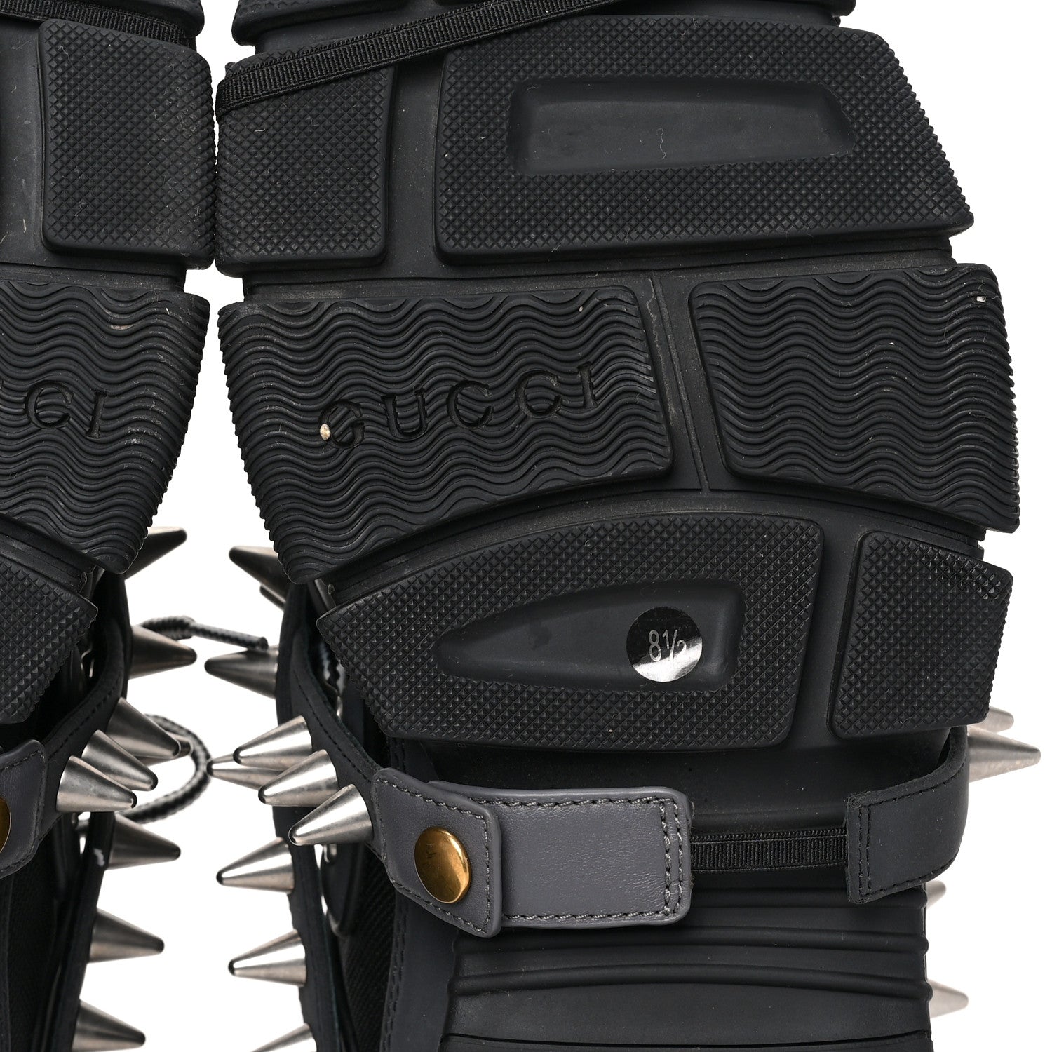 Gucci X SEGA Reflective Fabric Technical Canvas Removable Studs Mens Flashtrek Sneakers 8.5 Black 6 of 7