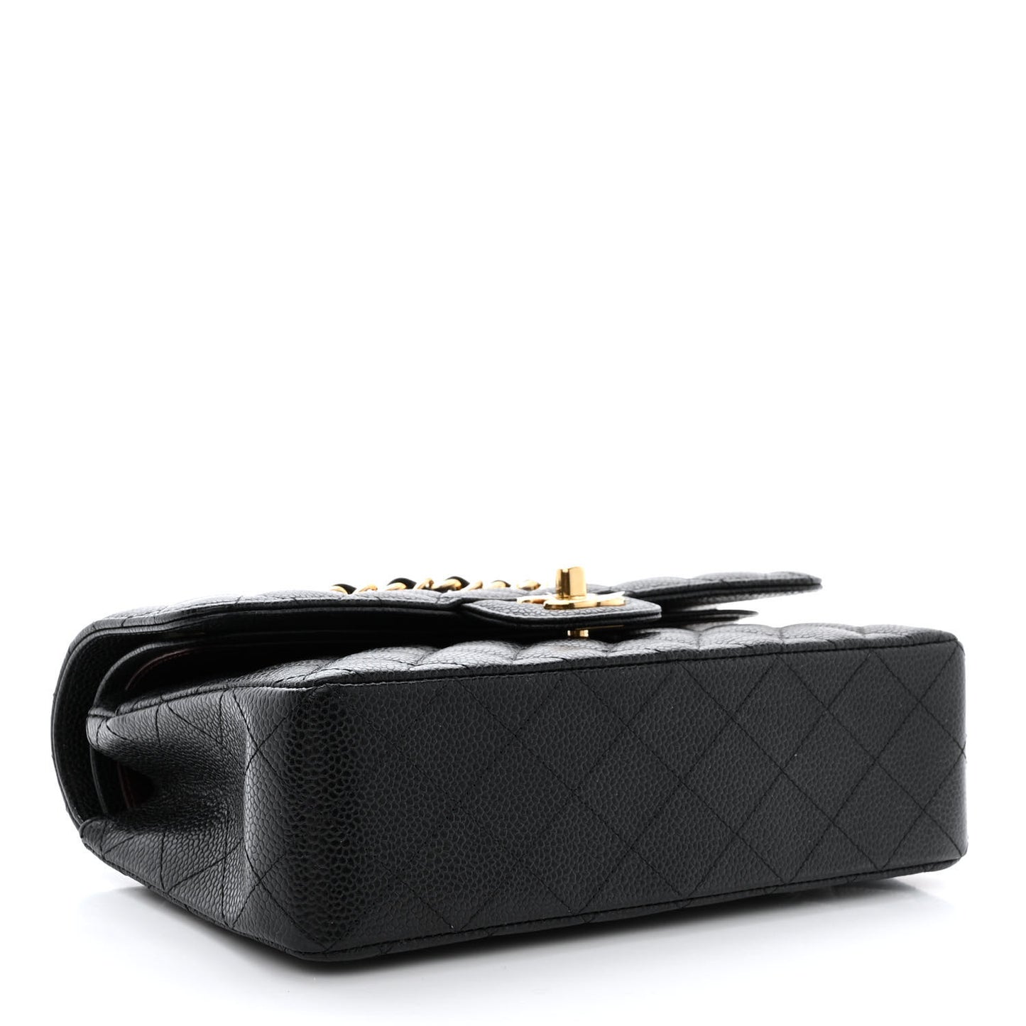 Caviar Quilted Small Double Flap Black
