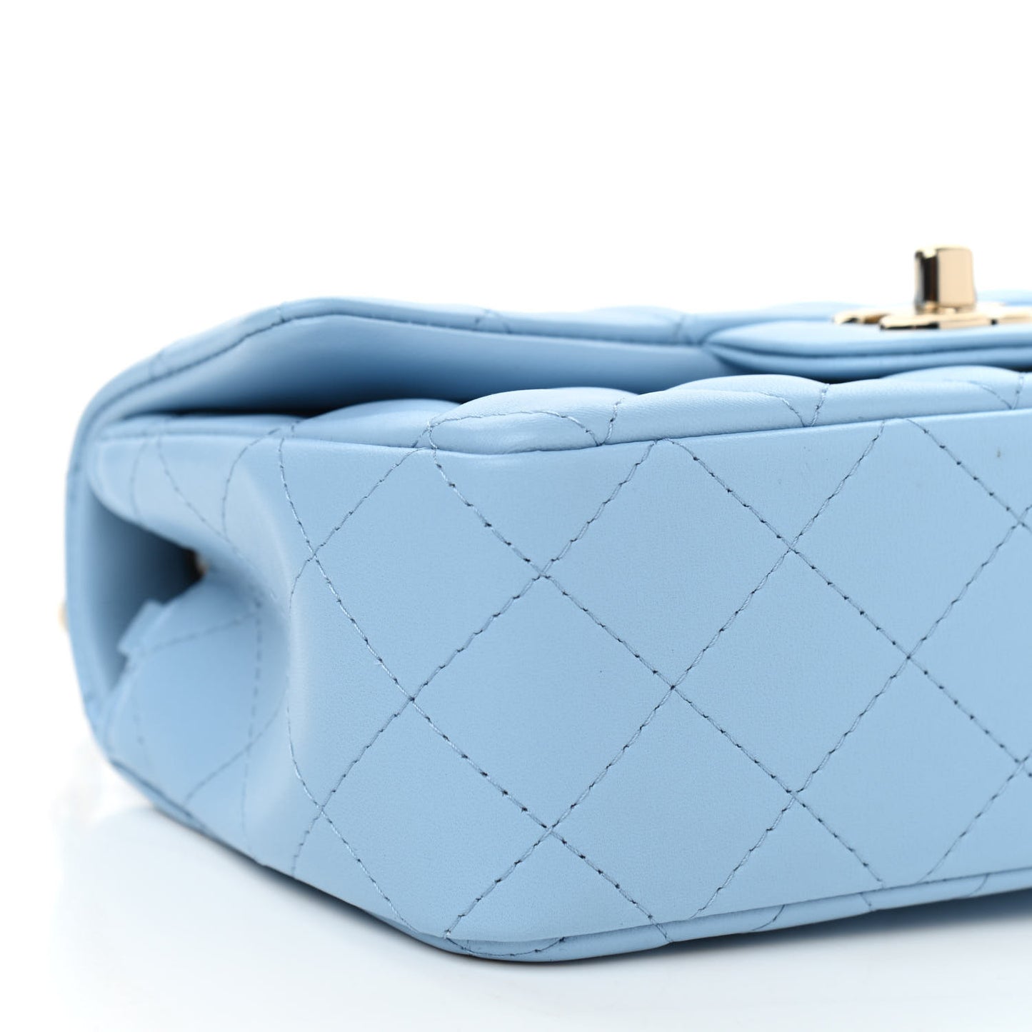 Lambskin Quilted Mini Rectangular Flap Light Blue