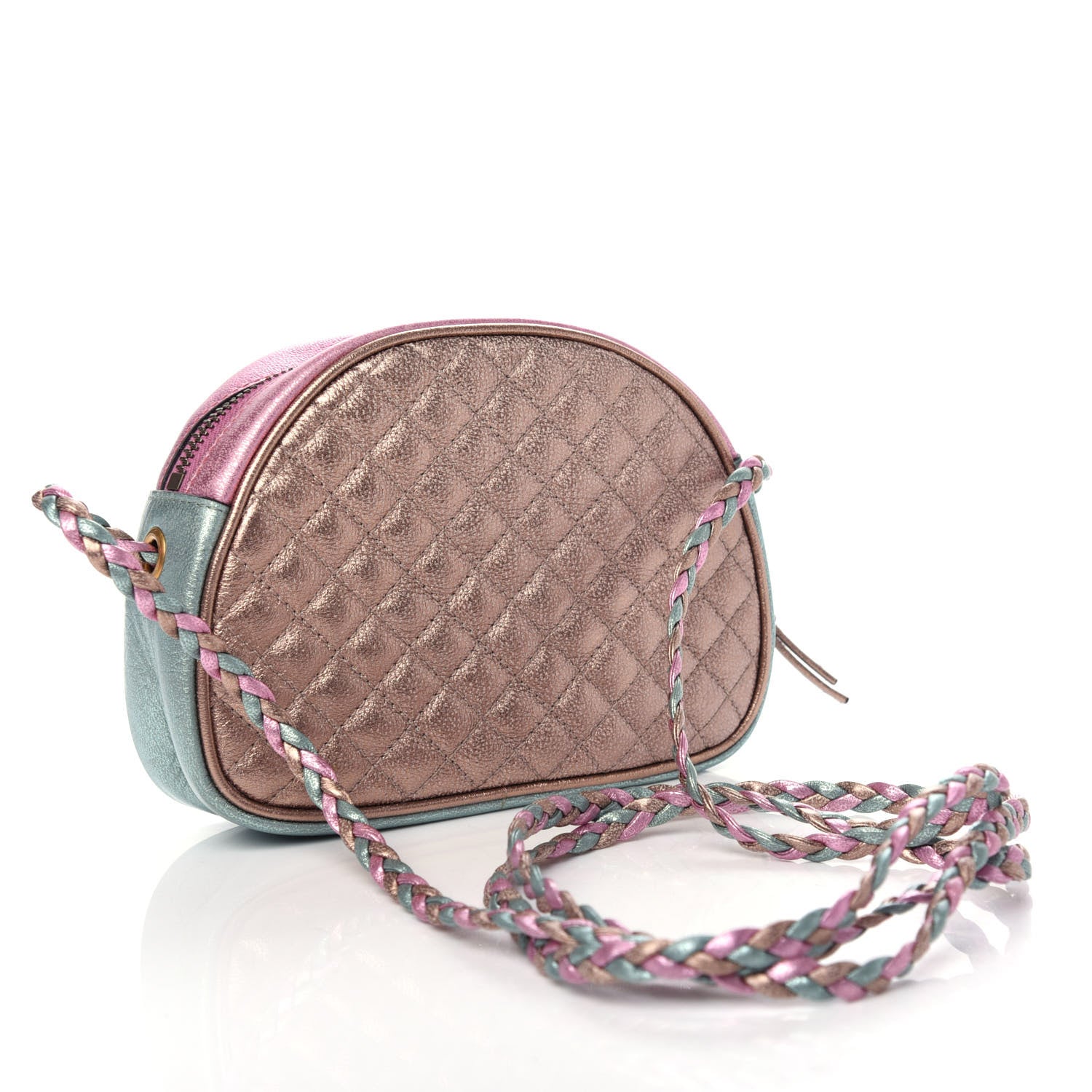 Gucci Laminated Nappa Trapuntata Mini Zumi Dome Shoulder Bag Rosa Lago Rame 3 of 10