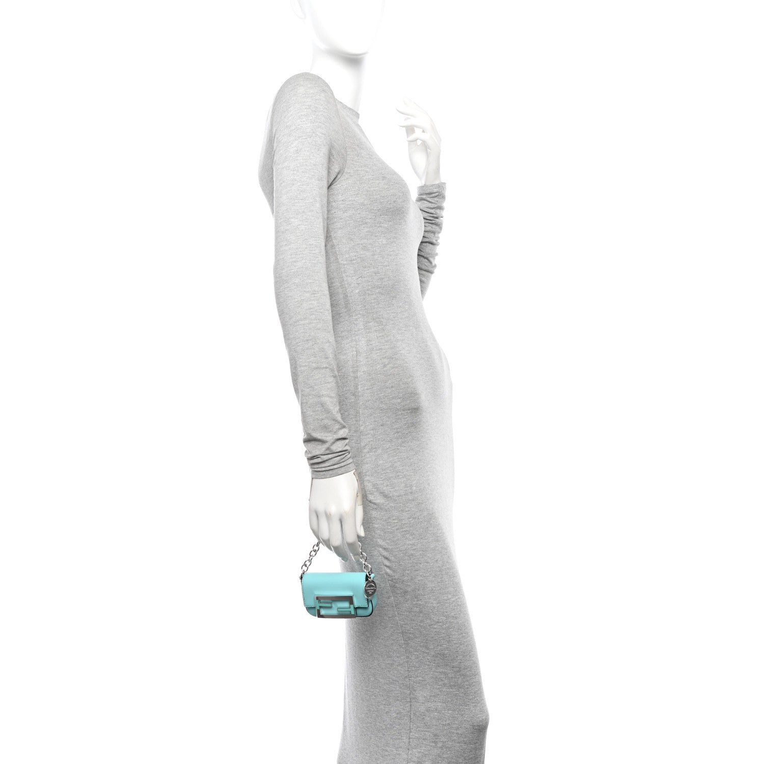 Fendi X TIFFANY Vitello Seta Sterling Silver Nano Maxi Buckle Baguette Tiffany Blue Silver 2 of 11