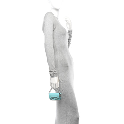 Fendi X TIFFANY Vitello Seta Sterling Silver Nano Maxi Buckle Baguette Tiffany Blue Silver 2 of 11