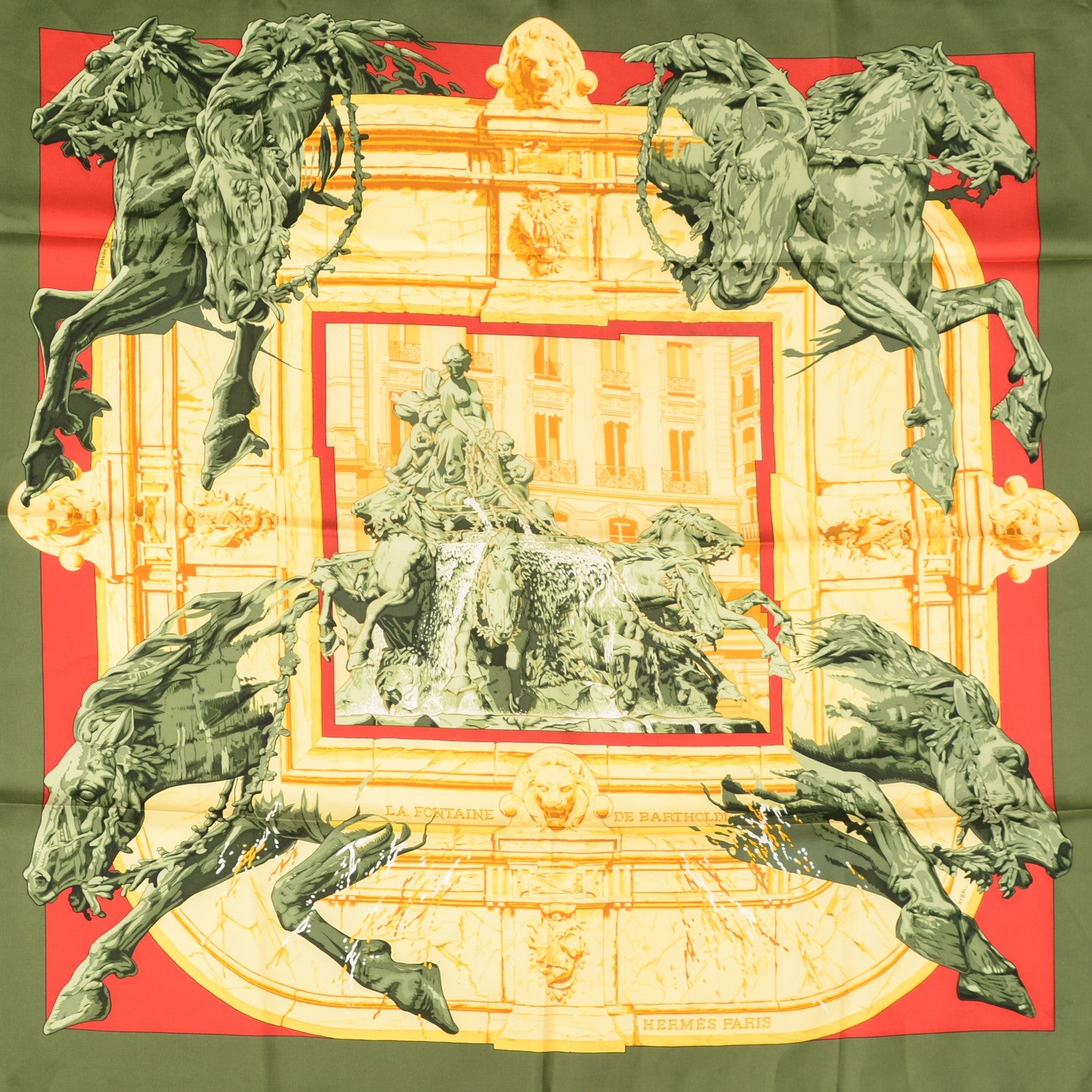 Hermes Silk La Fontaine De Bartholdi Scarf 90 1 of 7