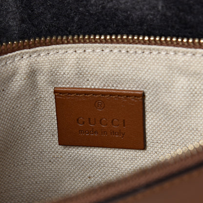 Gucci Wool Calfskin Medium Craft Tote Black Brown 7 of 11