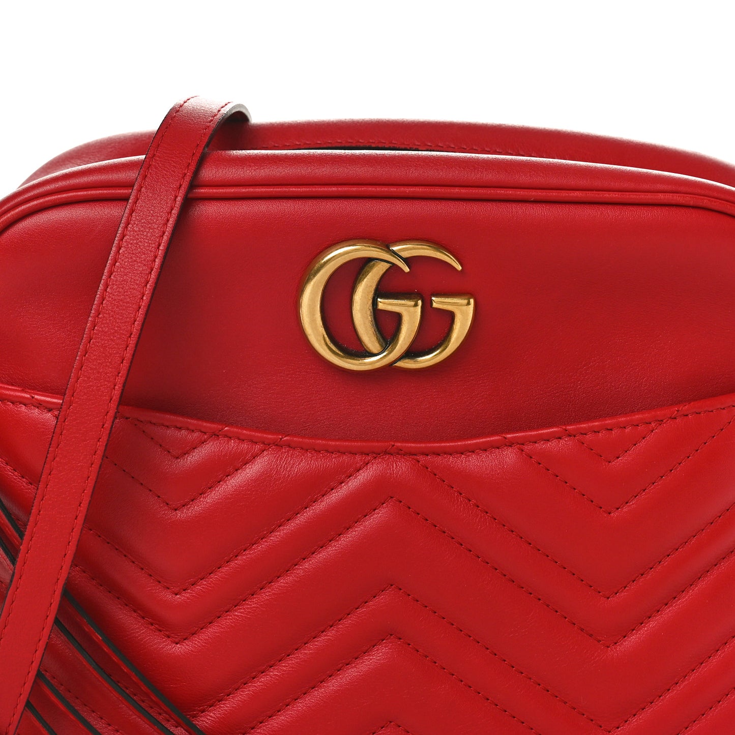 Calfskin Matelasse Medium GG Marmont Chain Shoulder Bag Hibiscus Red