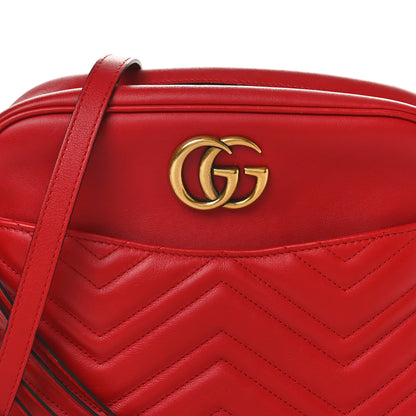 Gucci Calfskin Matelasse Medium GG Marmont Chain Shoulder Bag Hibiscus Red 8 of 11