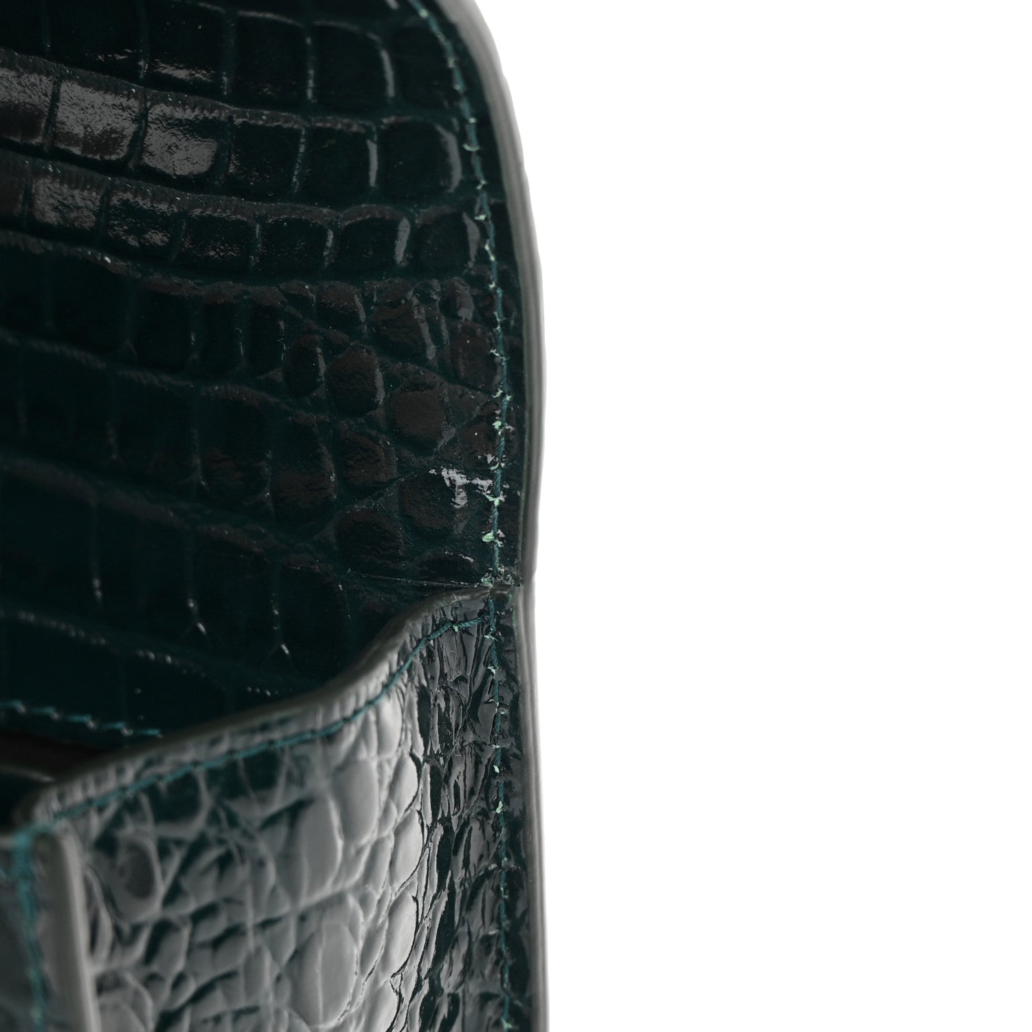 Alexander McQueen Shiny Crocodile Embossed Jeweled Satchel Emerald 11 of 13