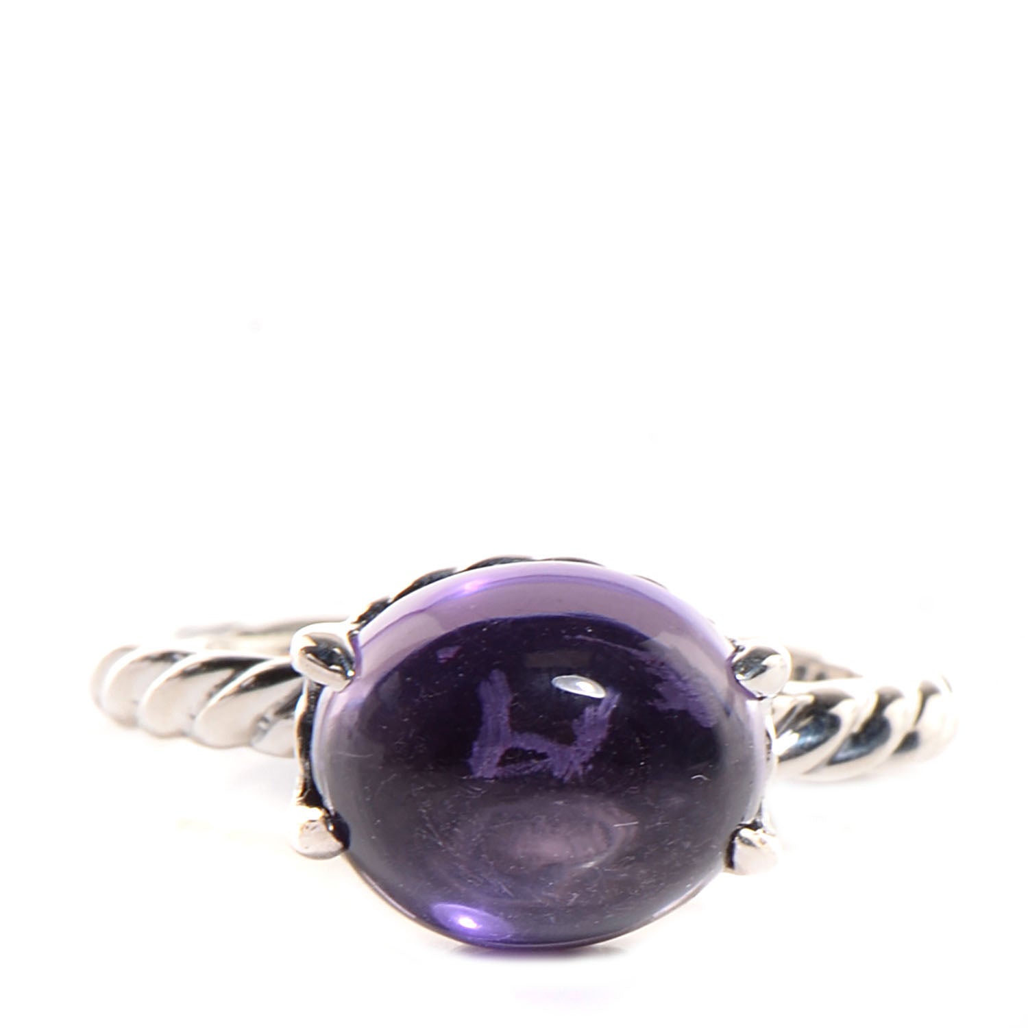 David Yurman Sterling Silver Amethyst Color Classics Oval Ring 7 1 of 5