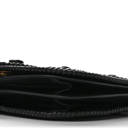 Salvatore Ferragamo Calfskin Whipstitch Kamelia Shoulder Bag Black 8 of 9