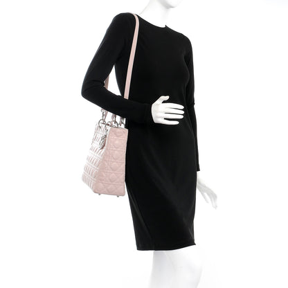 Christian Dior Lambskin Cannage Large Lady Dior Rose Poudre 2 of 13