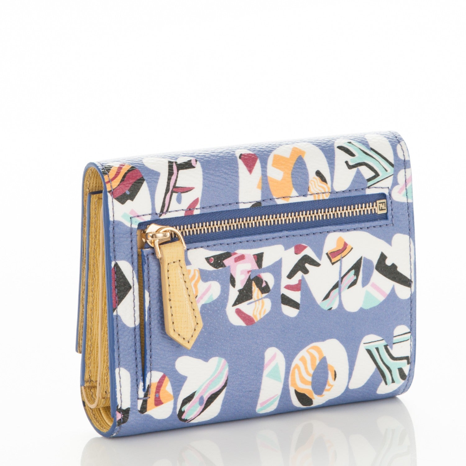 Fendi Glazed Fabric Vitello Elite Fendi Roma French Wallet Cassis Paglia 3 of 7