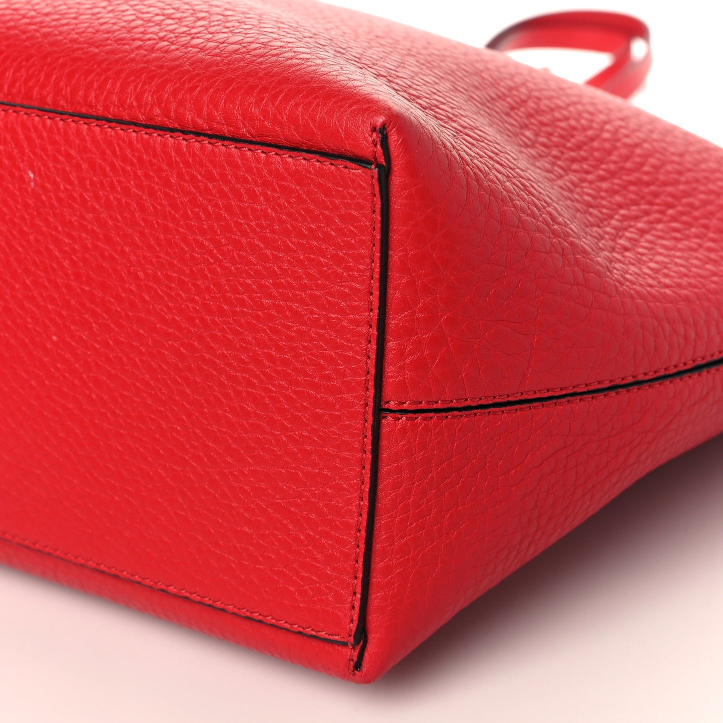 Grained Calfskin Rockstud Shoulder Tote Rouge Pur